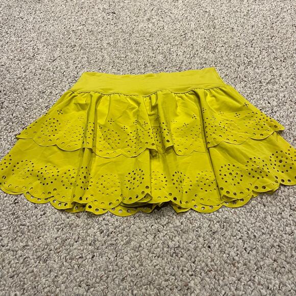 Aerie Offline Yellow Athletic Skirt Yellow Sz XL Eyelet Detail Built in Shorts - Picture 2 of 7
